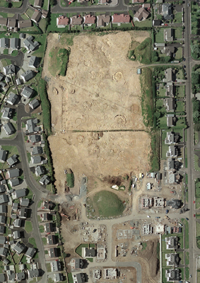 Aerial photograph of the excavation at Corrstown, Portrush (Image: Malachy Conway)