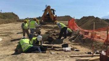 Archaeologists excavating at the archaeological site of Ullinjas, Berat. Image: Archaeological Service Agency