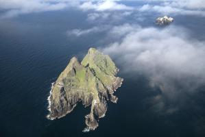 General view of Skellig Michael rising out of the sea