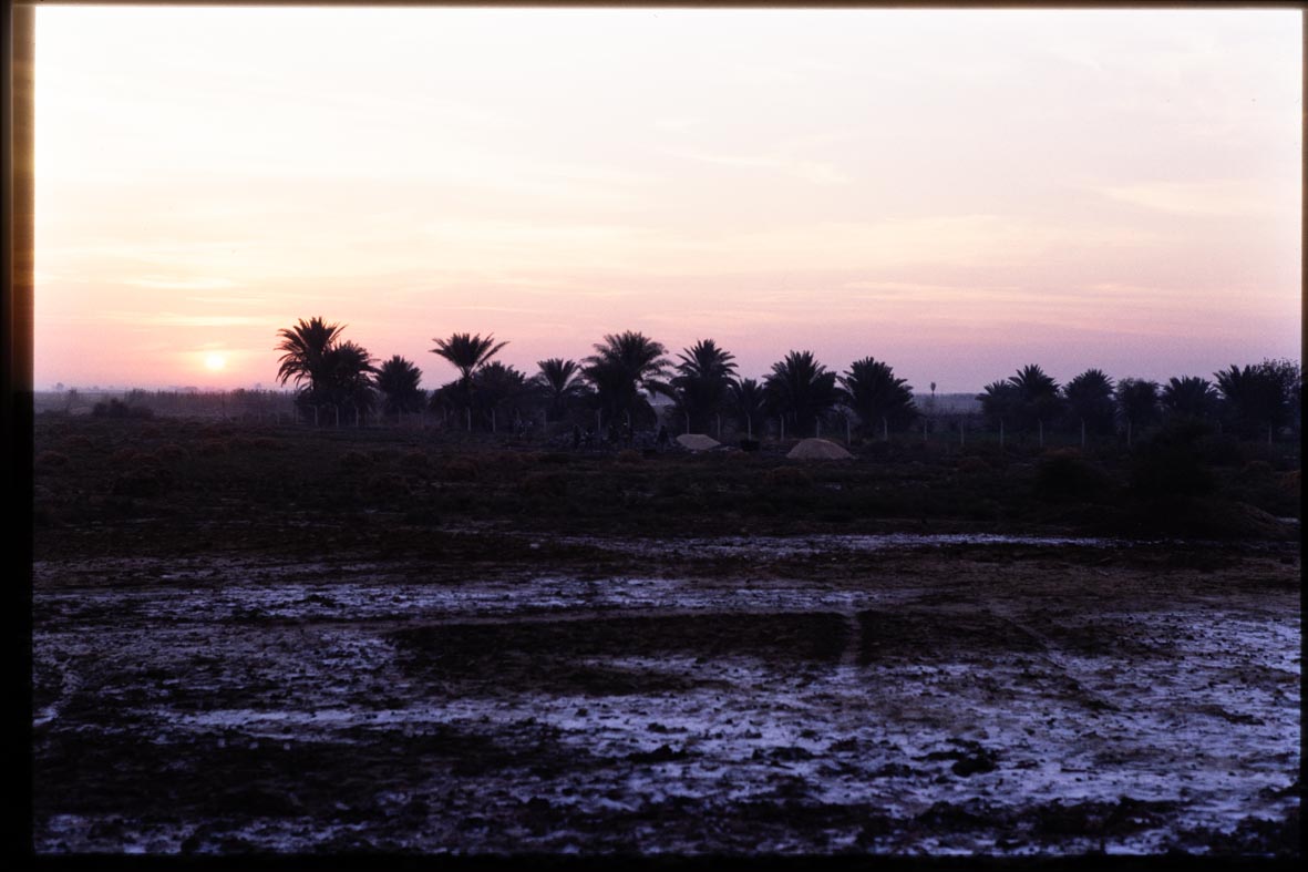 View of excavation area at sunrise