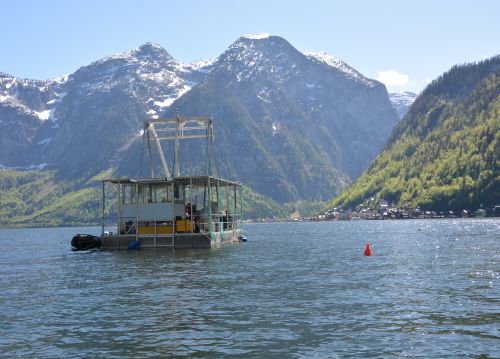 Coring lake Hallstatt with the Hipercorig coring device. Image credit: Reschreiter/NHM Wien