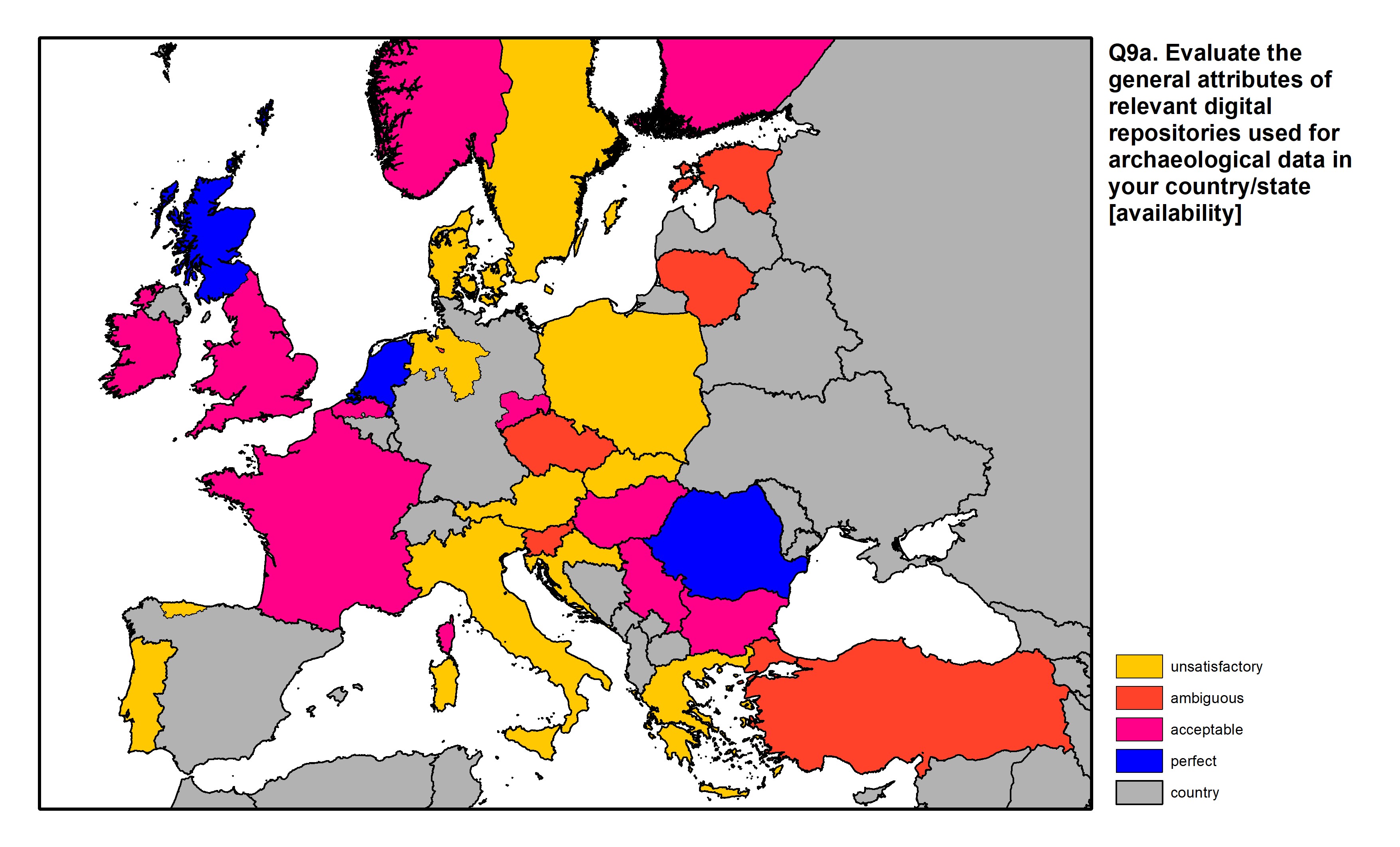 Figure 27: a map of Europe showing countries and regions in colour based on response rates to the survey question.