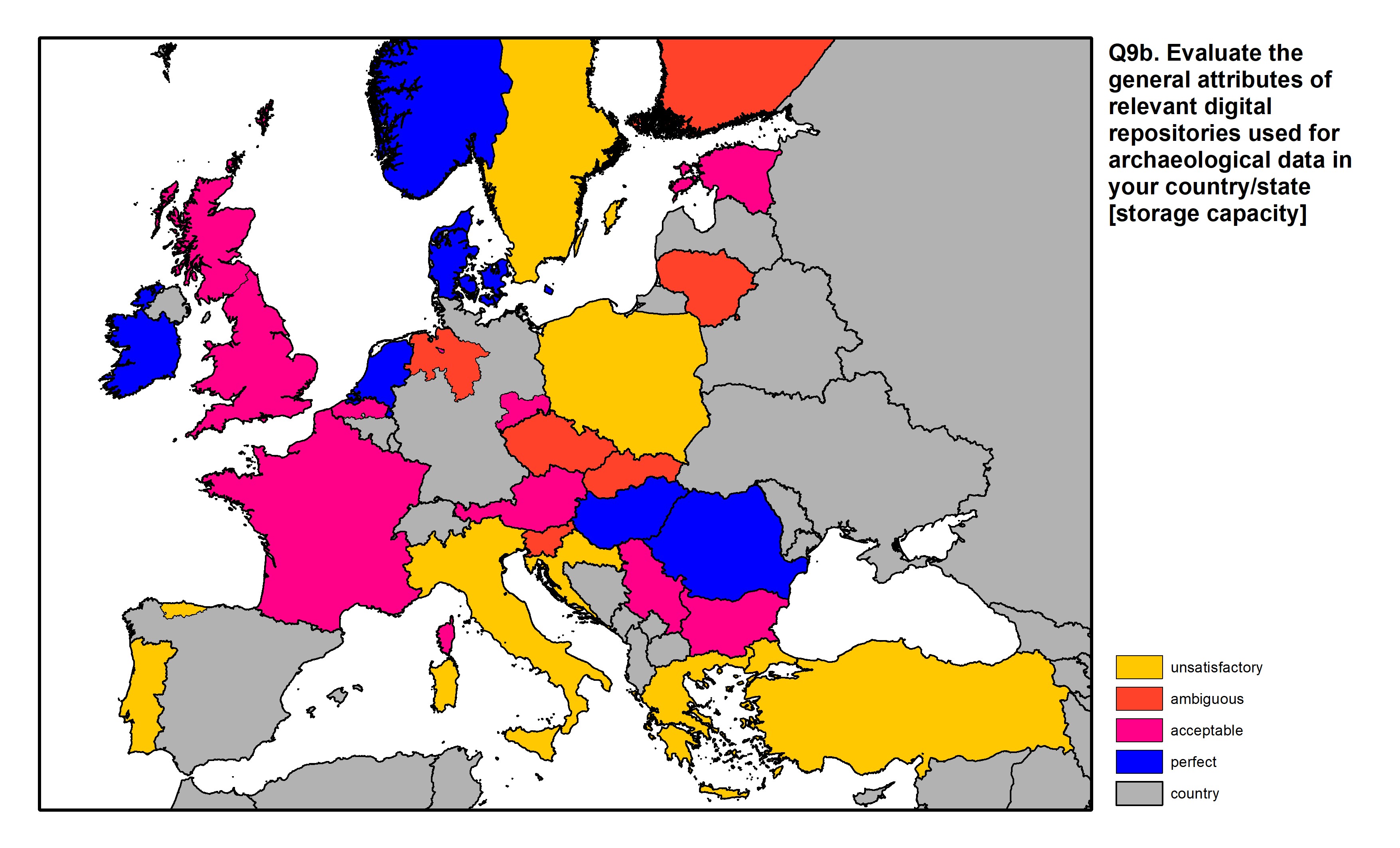 Figure 28: a map of Europe showing countries and regions in colour based on response rates to the survey question.