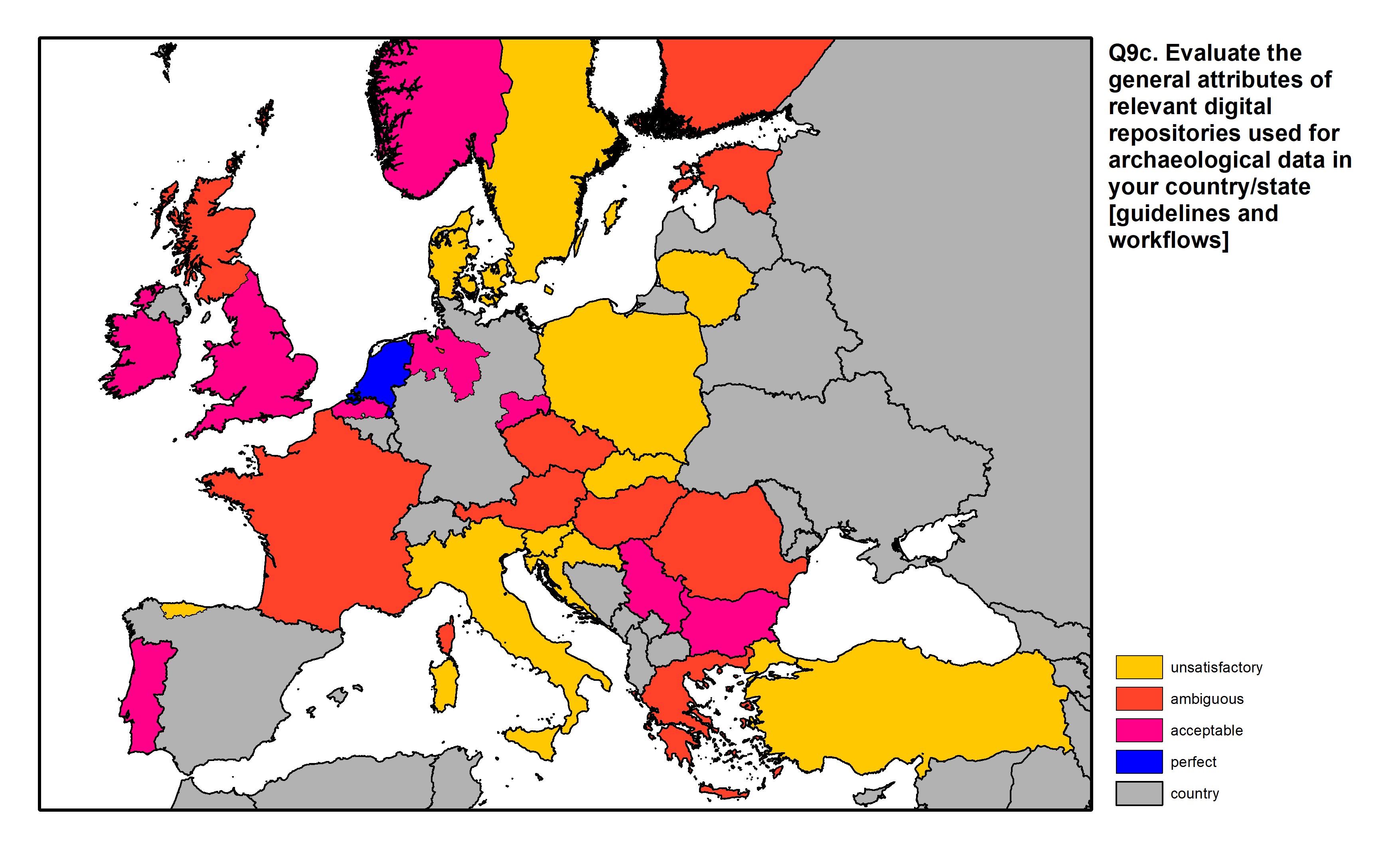 Figure 29: a map of Europe showing countries and regions in colour based on response rates to the survey question.