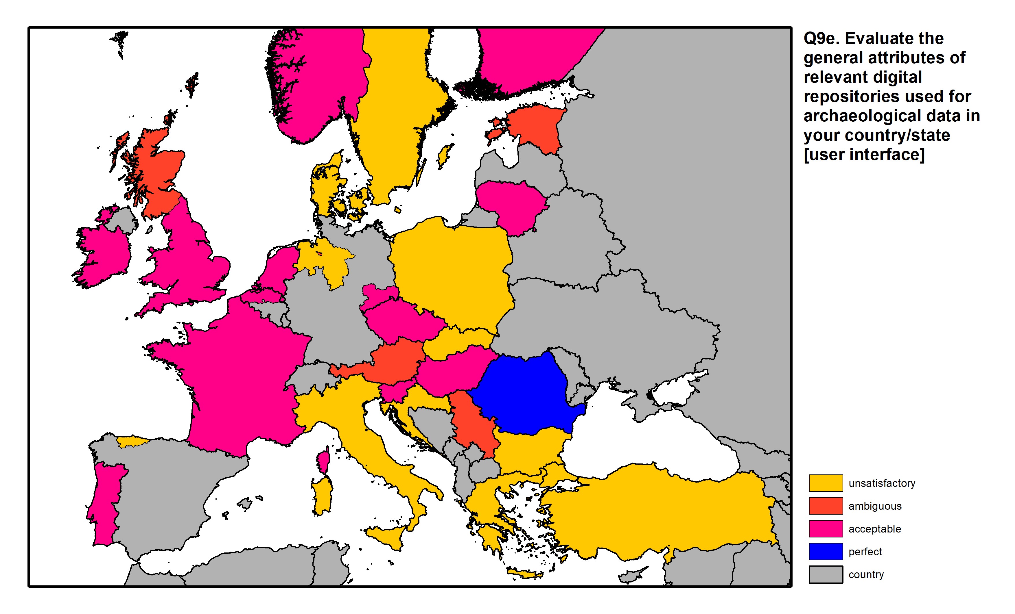Figure 31: a map of Europe showing countries and regions in colour based on response rates to the survey question.