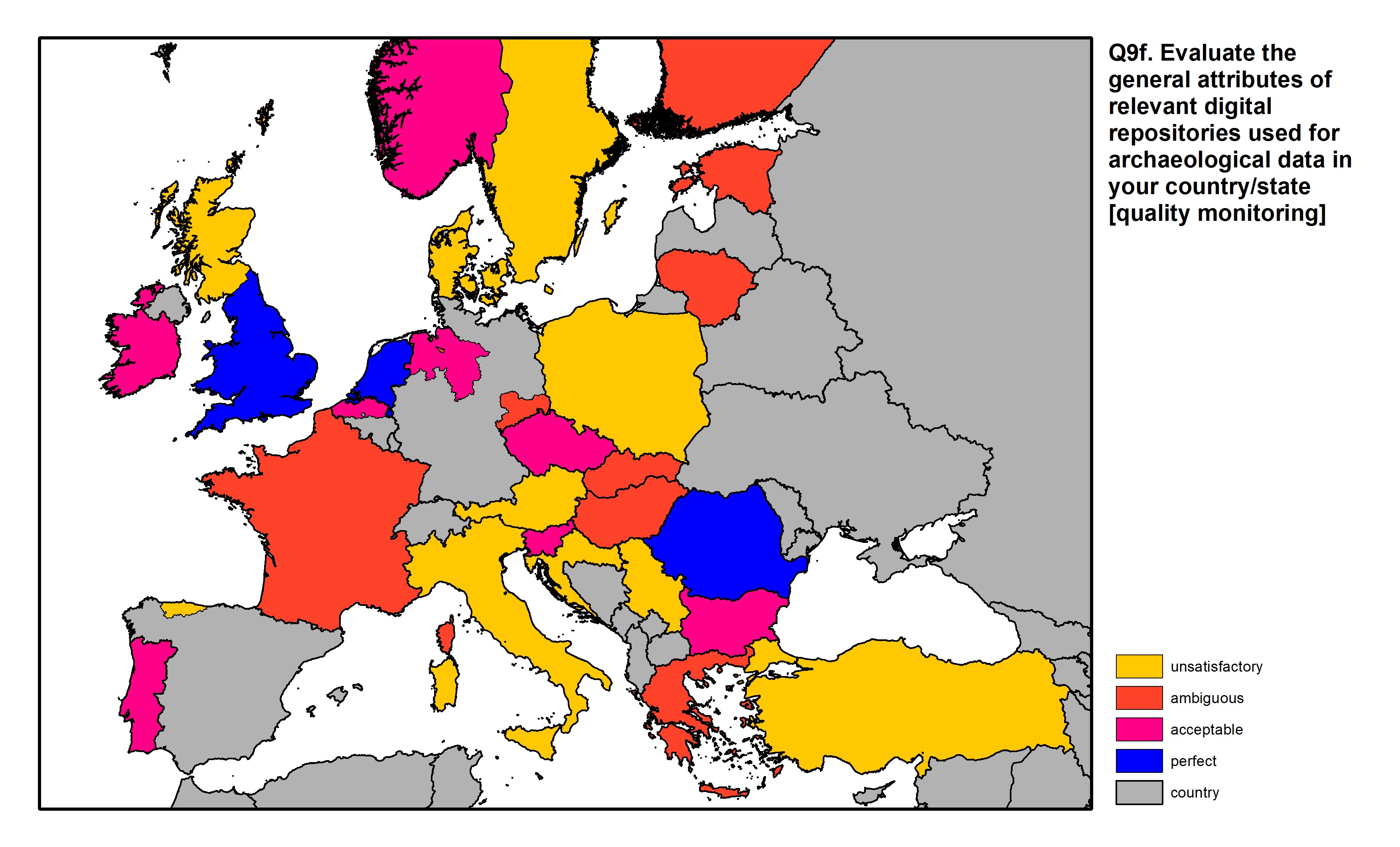 Figure 32: a map of Europe showing countries and regions in colour based on response rates to the survey question.