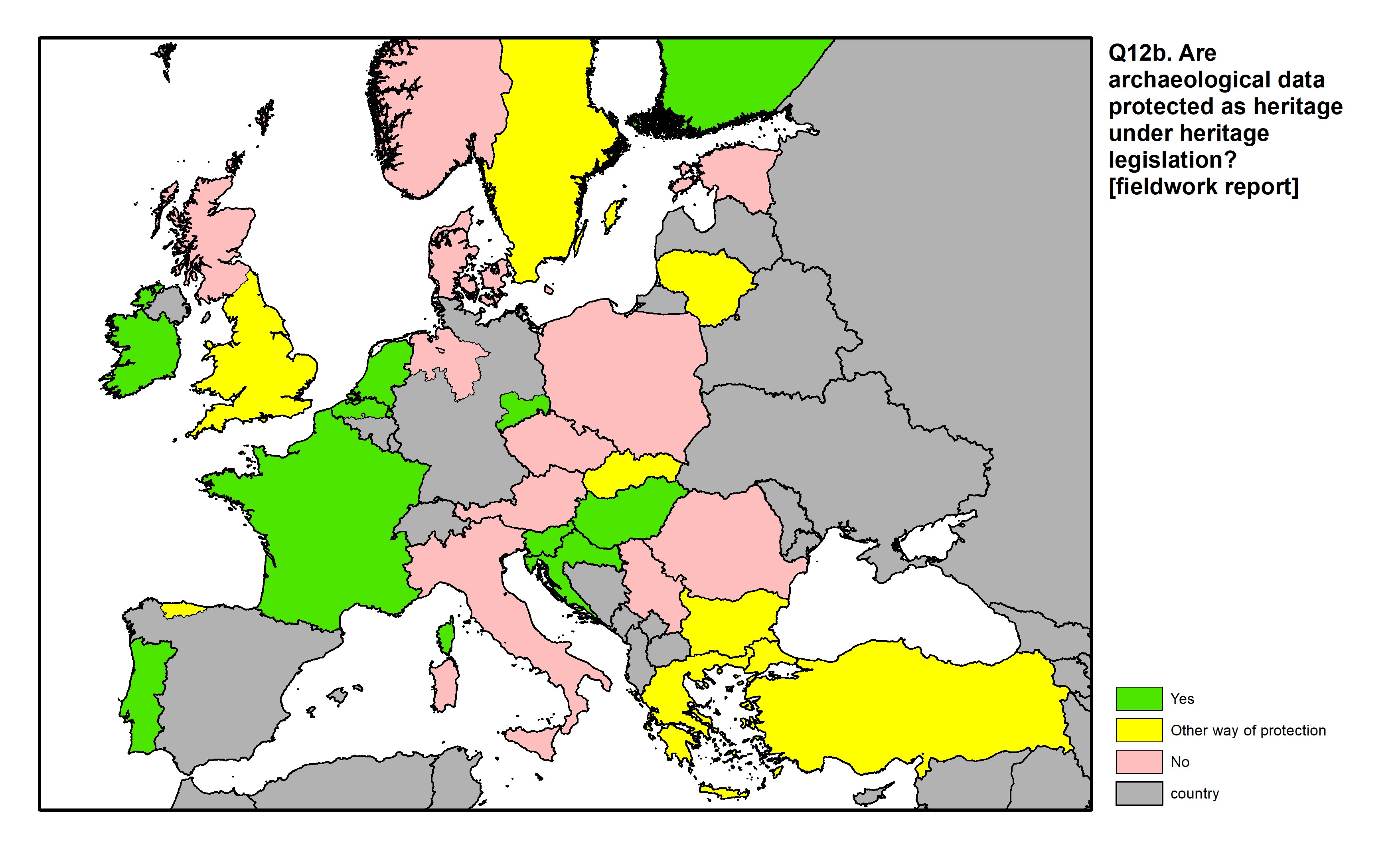 Figure 41: a map of Europe showing countries and regions in colour based on response rates to the survey question.