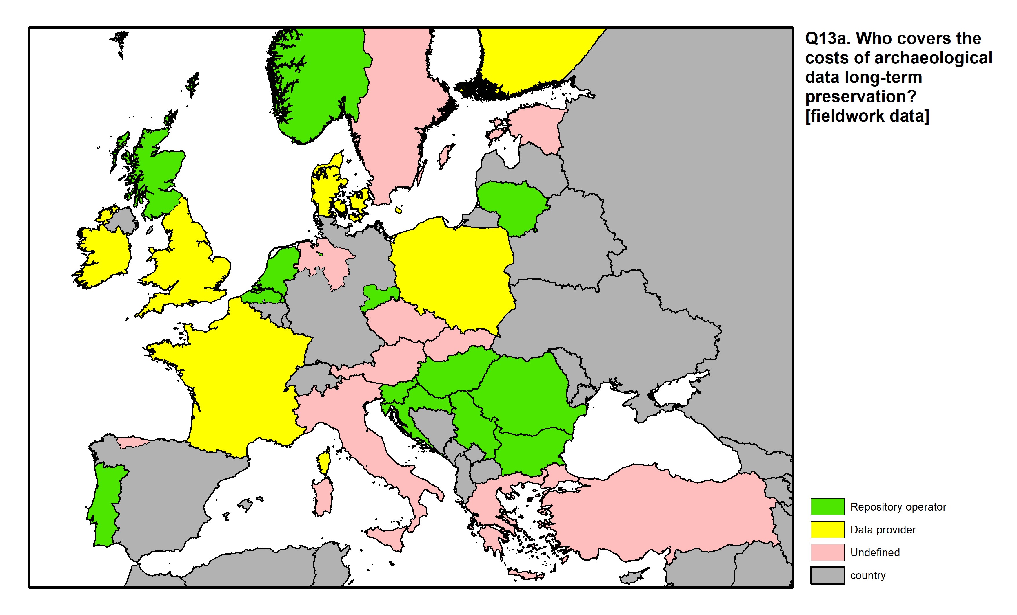 Figure 43: a map of Europe showing countries and regions in colour based on response rates to the survey question.