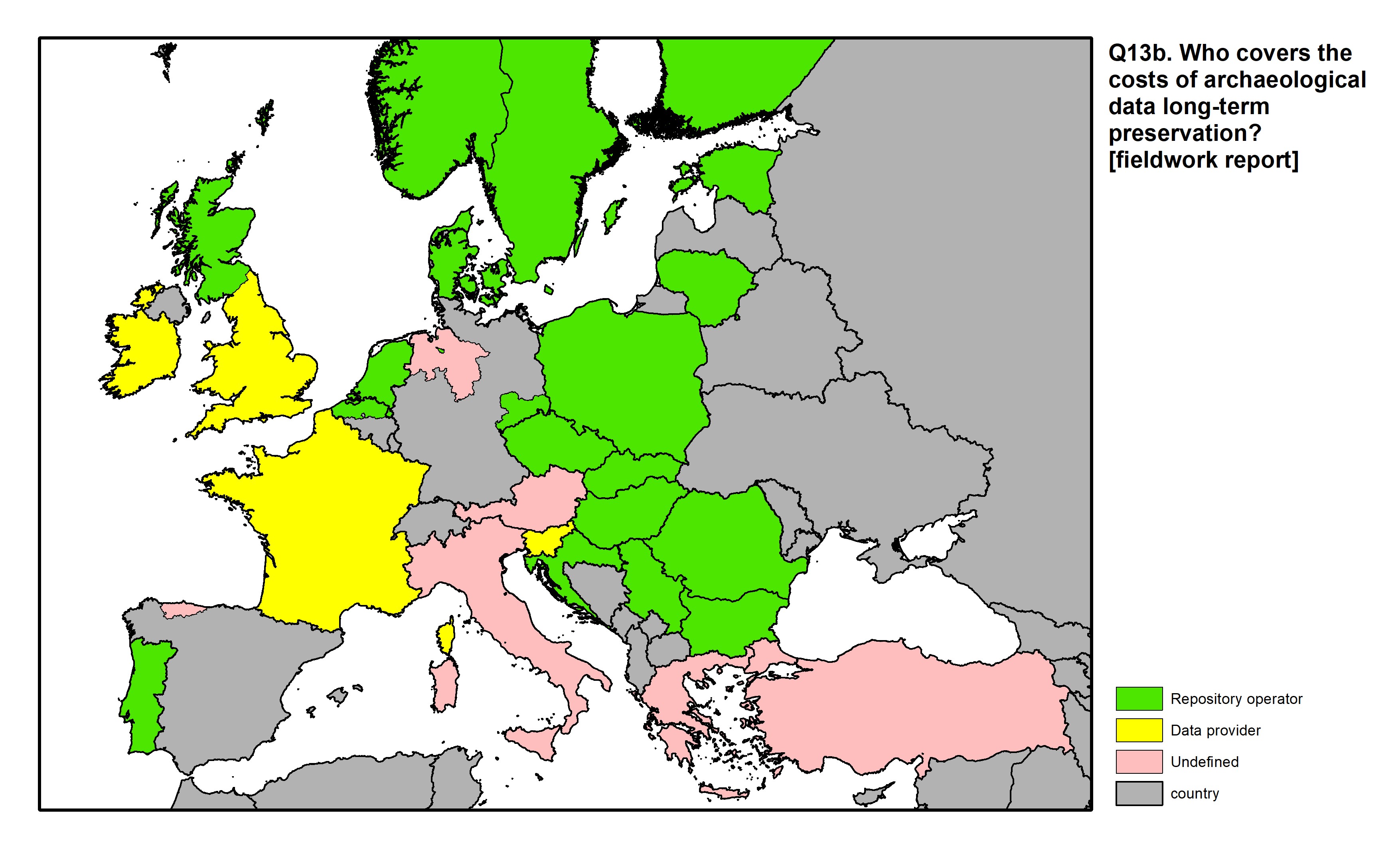 Figure 44: a map of Europe showing countries and regions in colour based on response rates to the survey question.