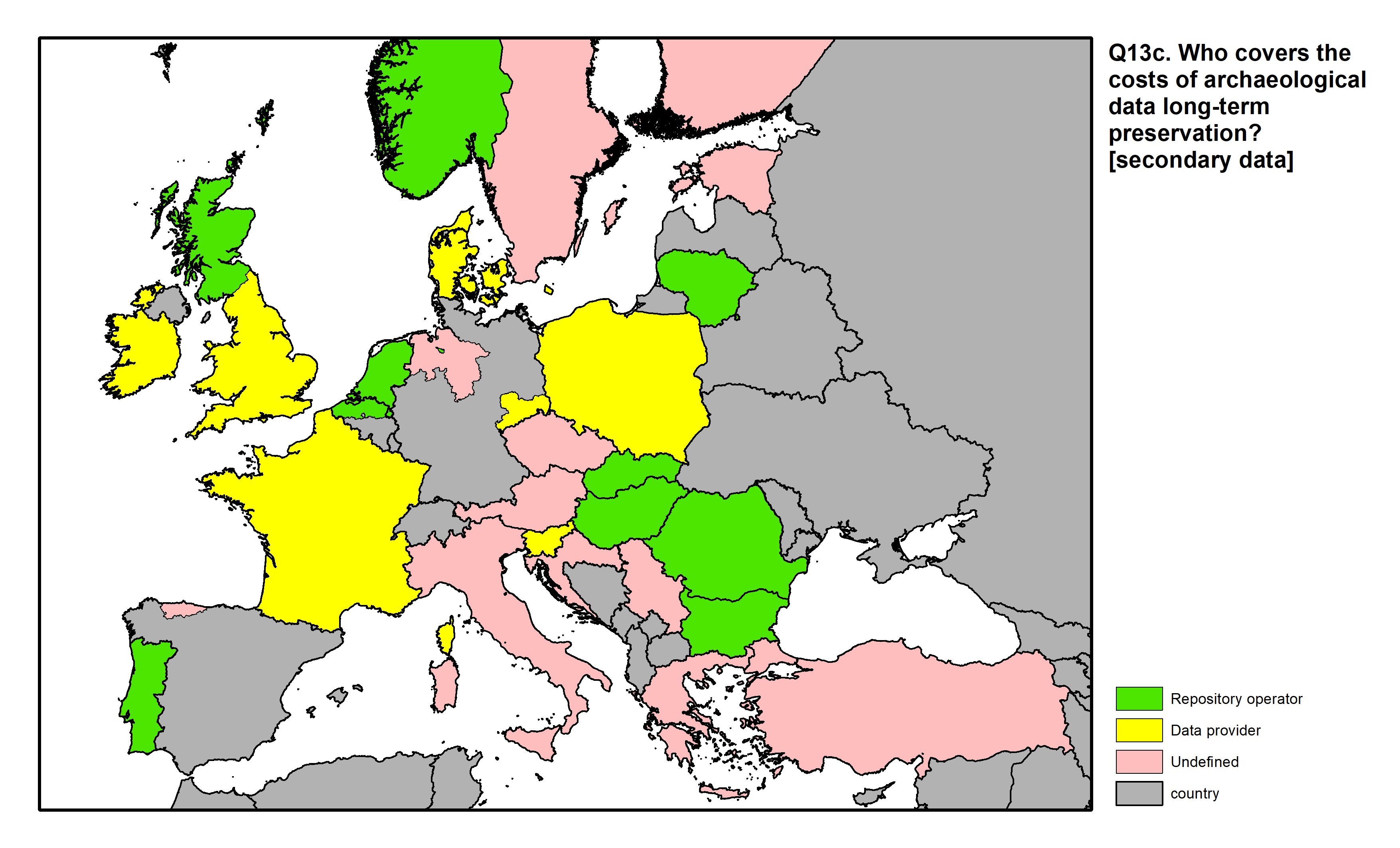 Figure 45: a map of Europe showing countries and regions in colour based on response rates to the survey question.