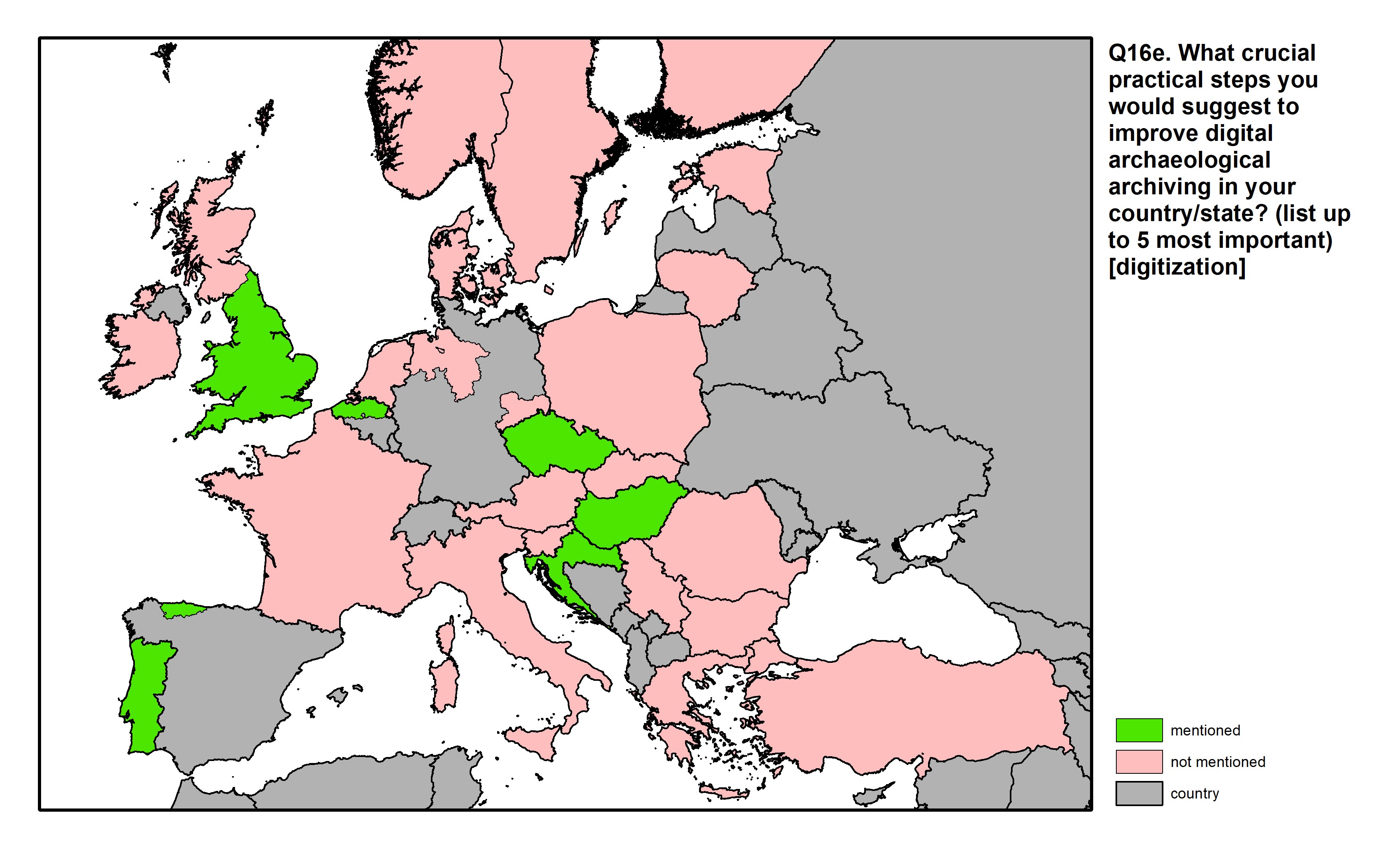 Figure 60: a map of Europe showing countries and regions in colour based on response rates to the survey question.