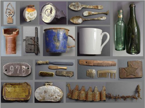 Montage of find material from different camp site excavations in Brandenburg