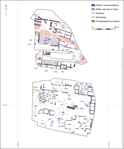 map showing Plan of cesspits, wells and tanks