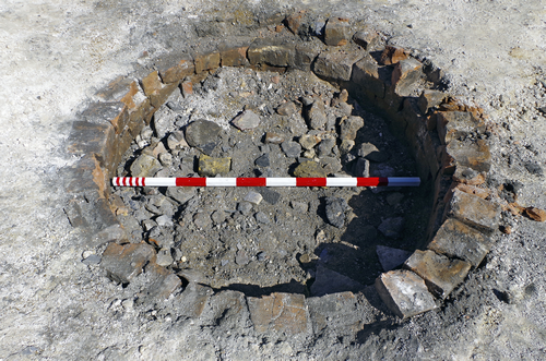 overhead view of an excavated cesspit