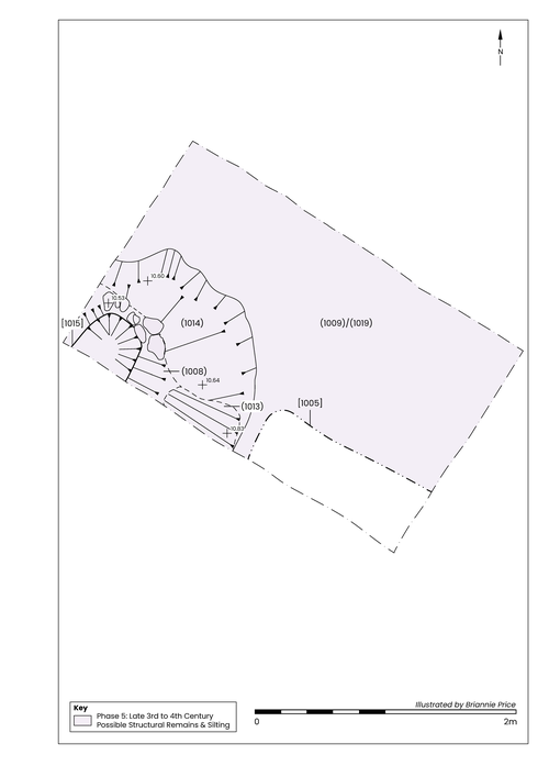 Trench 1, Phase 5 possible structural remains and silting