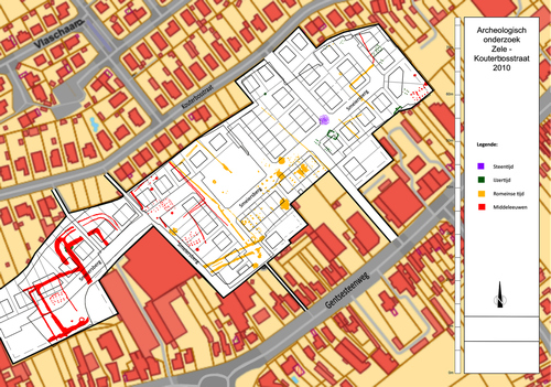 An overlay of archaeological features on the current urban layout in Zele, visualised for public engagement.