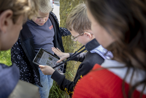 A scene from Unravel Ancient Clues, an educational program combining digital and physical exploration.