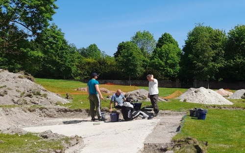 A group of people working on a construction site