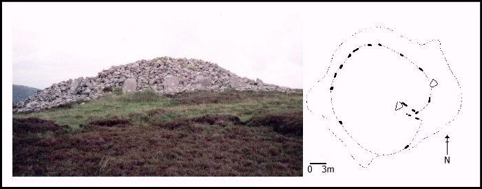 photo and drawn plan of cairn